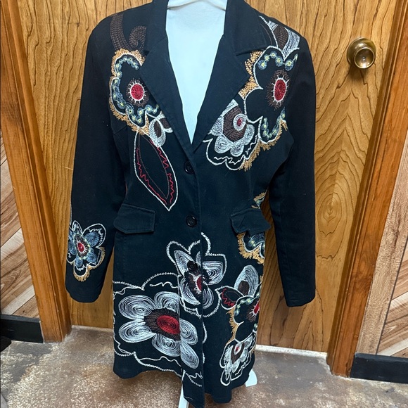 paparazzi Jackets & Blazers - Paparazzi Embroidered Black Floral Women's Coat Size Large.